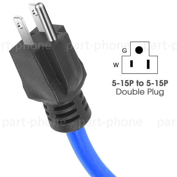 3 Prong Plug 125V Double Male Extension Cord NEMA 5-15P to 5-15P Blue